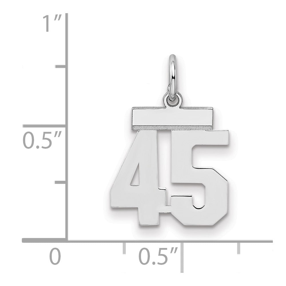 Sterling Silver/Rhodium-plated Polished Number 45 Charm