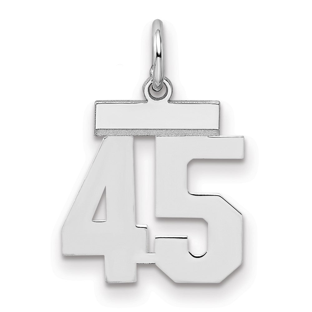Sterling Silver/Rhodium-plated Polished Number 45 Charm