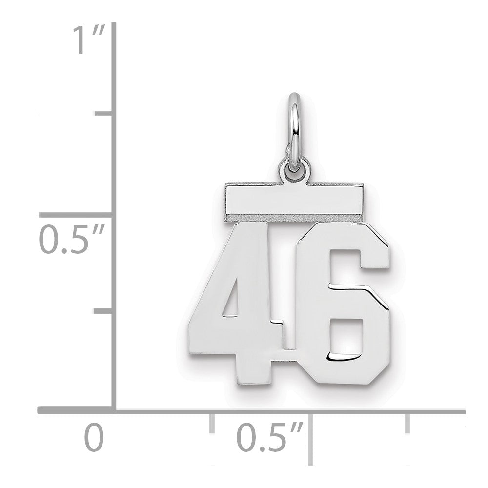 Sterling Silver/Rhodium-plated Polished Number 46 Charm