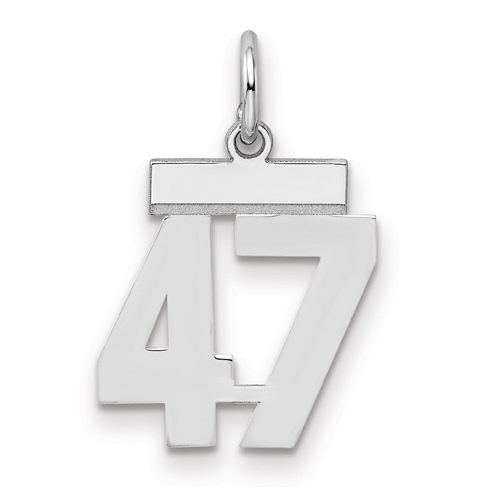 Sterling Silver/Rhodium-plated Polished Number 47 Charm