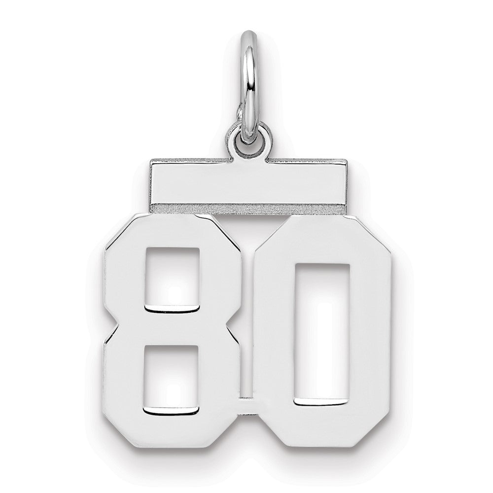 Sterling Silver/Rhodium-plated Polished Number 80 Charm