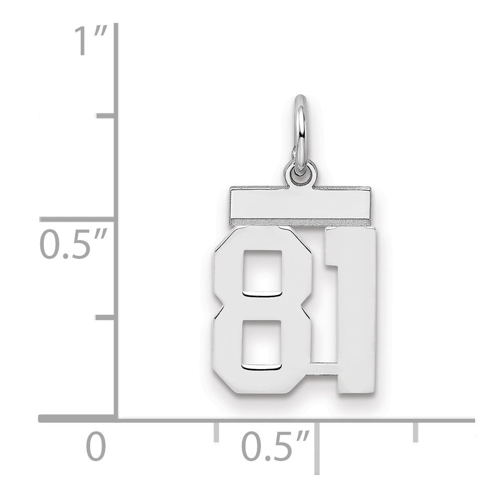 Sterling Silver/Rhodium-plated Polished Number 81 Charm