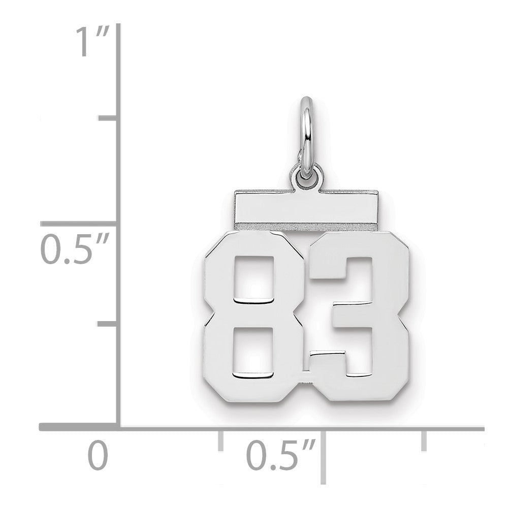 Sterling Silver/Rhodium-plated Polished Number 83 Charm