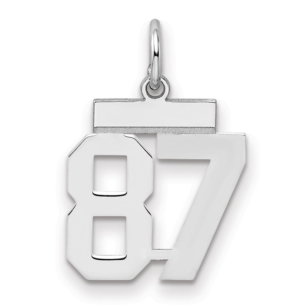 Sterling Silver/Rhodium-plated Polished Number 87 Charm