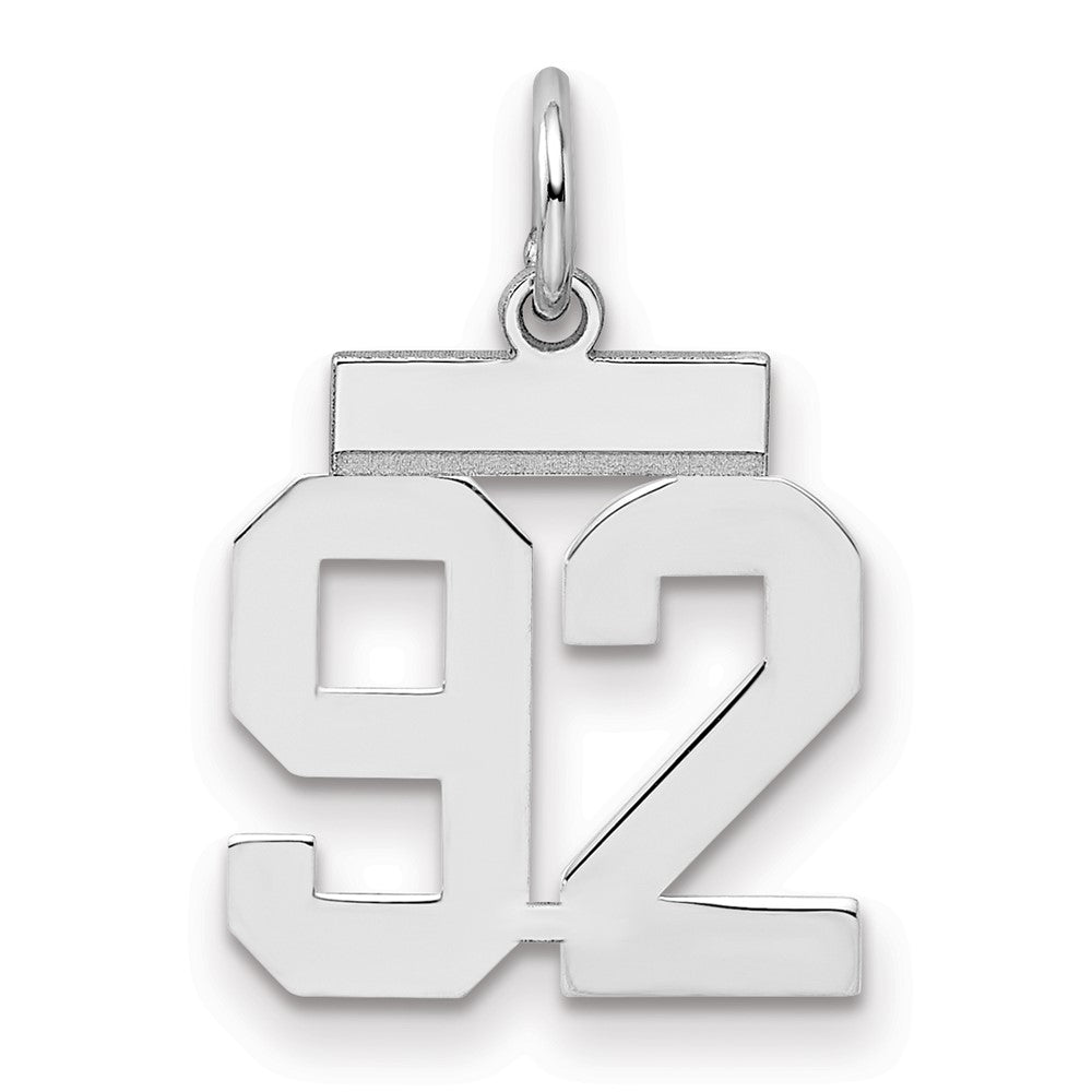 Sterling Silver/Rhodium-plated Polished Number 92 Charm