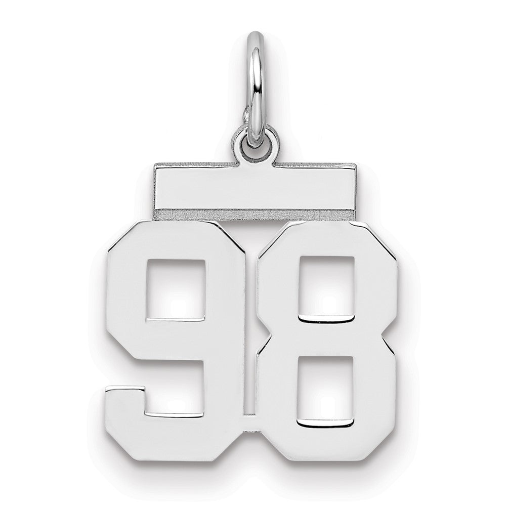 Sterling Silver/Rhodium-plated Polished Number 98 Charm
