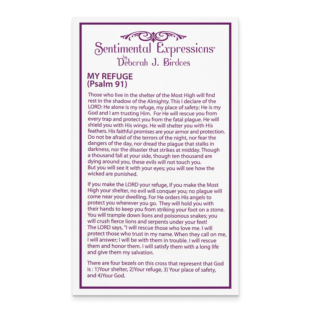 Sterling Silver & CZ Enameled My Refuge 18in Necklace