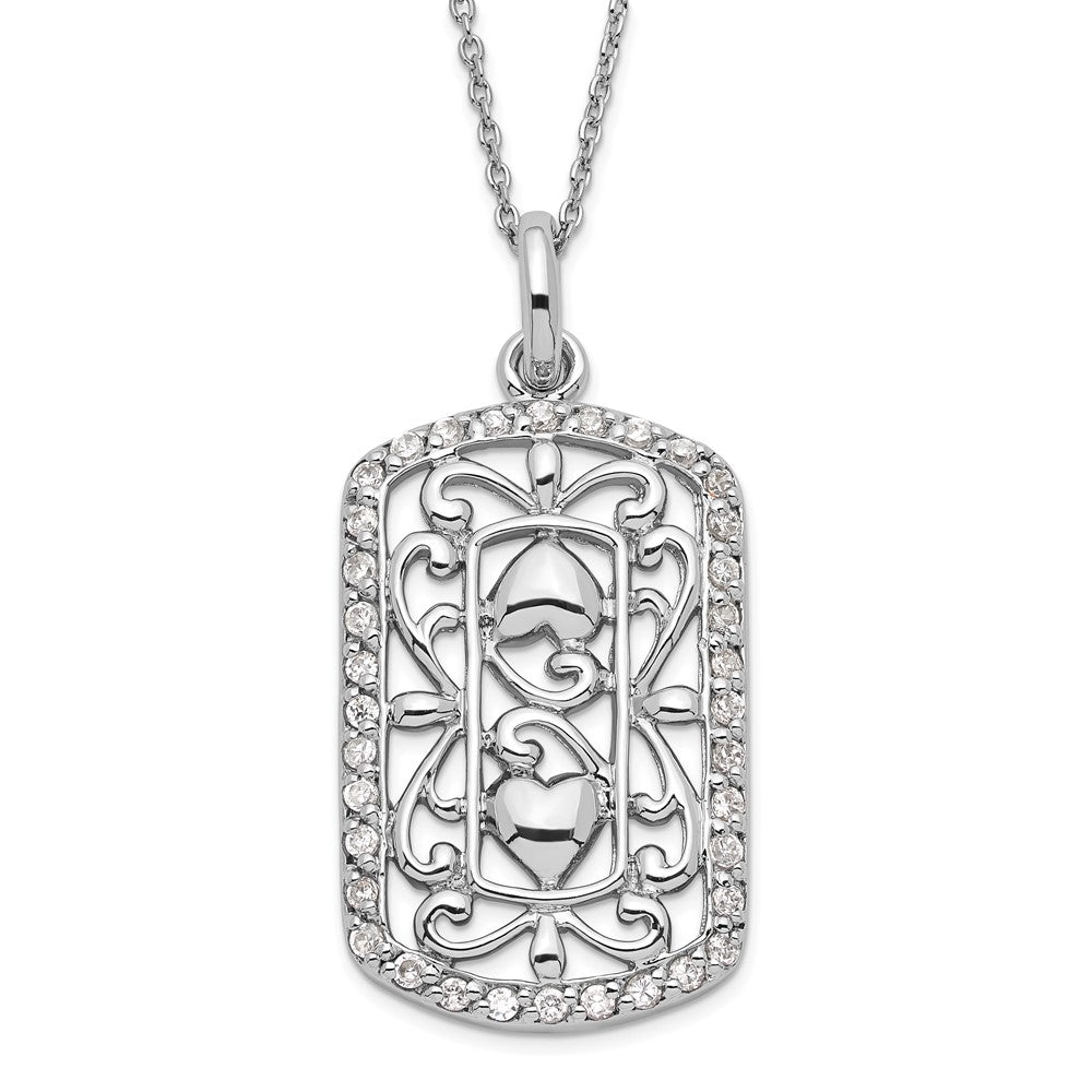Sentimental Expressions Sterling Silver Polished CZ Thankful for You Necklace