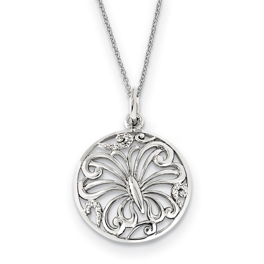 Sterling Silver CZ Miracles 18in Butterfly Necklace