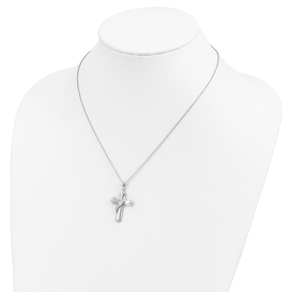 Sentimental Expressions Sterling Silver Rhodium-plated CZ My Journey Of Hope 18in Cross Necklace