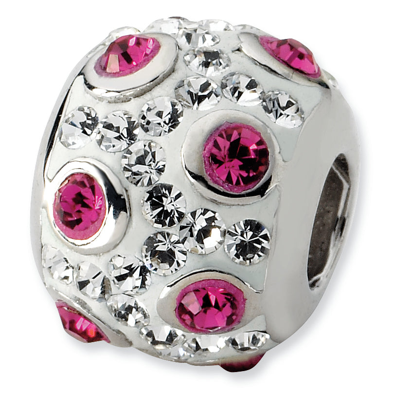 Sterling Silver White & Pink Crystal Bead Size: MM X