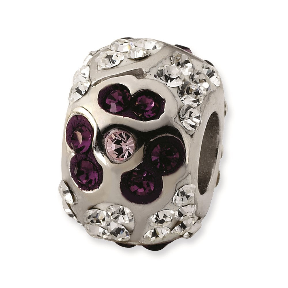 Sterling Silver White & Purple Crystal Flower Bead