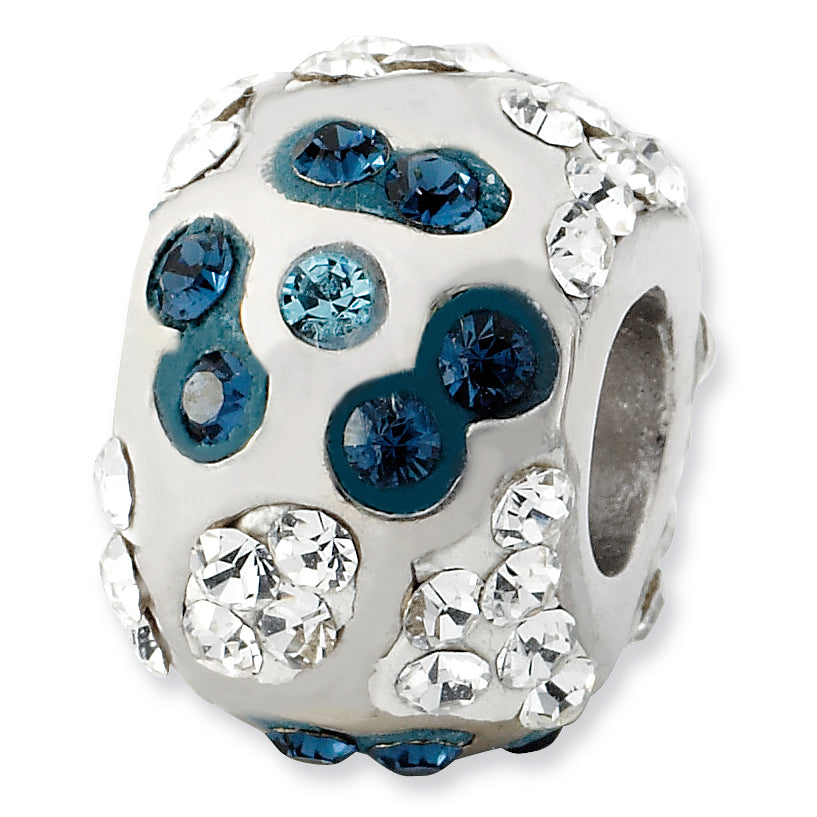 Sterling Silver White & Grayish Blue Crystal Flower Bead Size: MM X