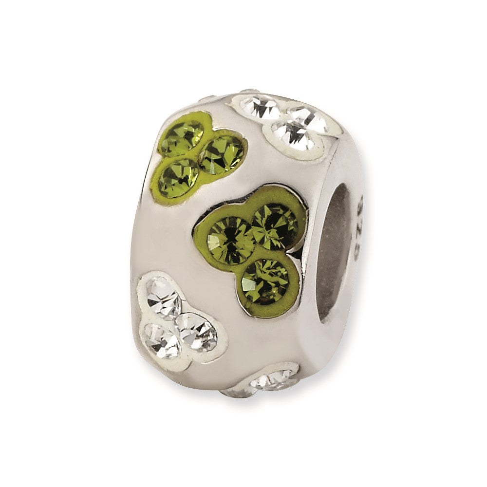 Sterling Silver White & Green Crystal Bead