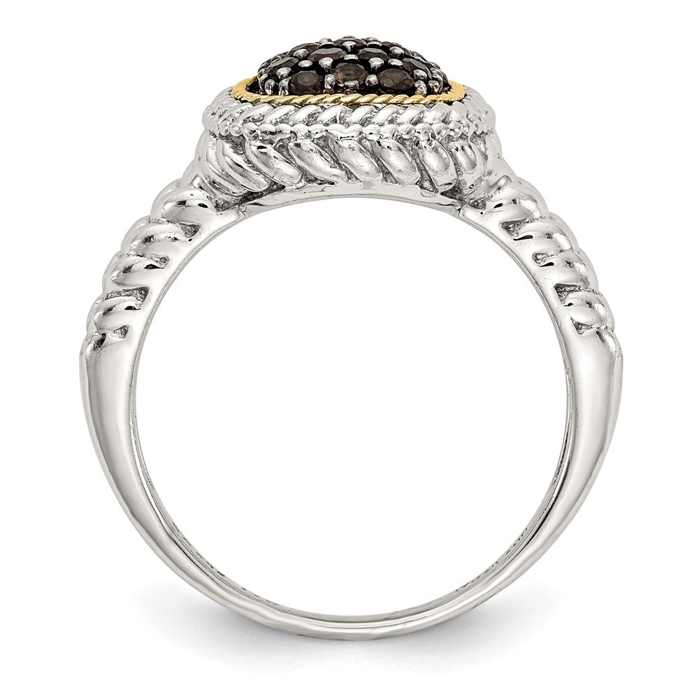 Sterling Silver w/14k and Black Rhodium Smoky Quartz Ring