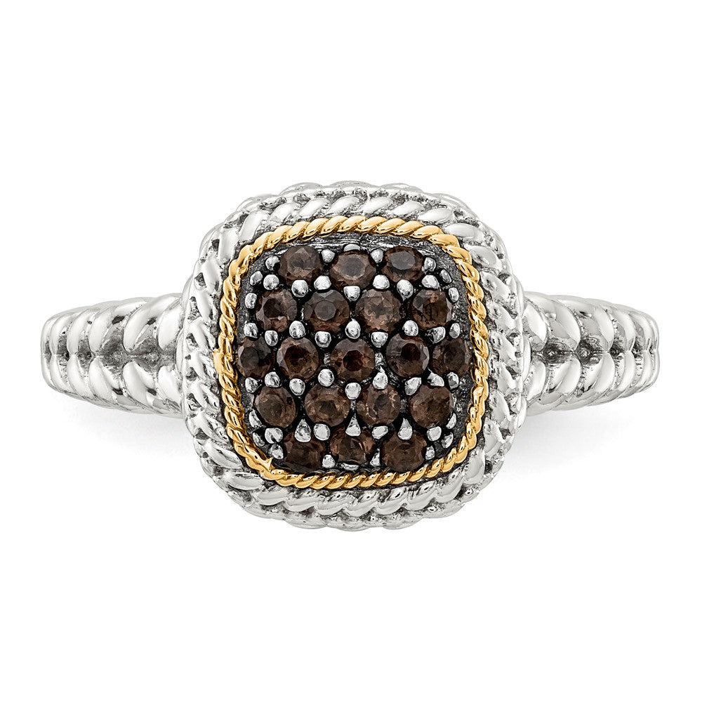 Sterling Silver w/14k and Black Rhodium Smoky Quartz Ring