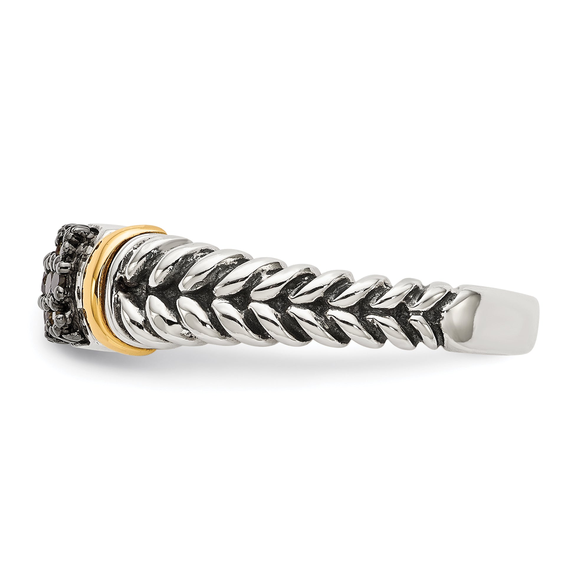 Shey Couture Sterling Silver with 14K Accent Antiqued Black Diamond Ring