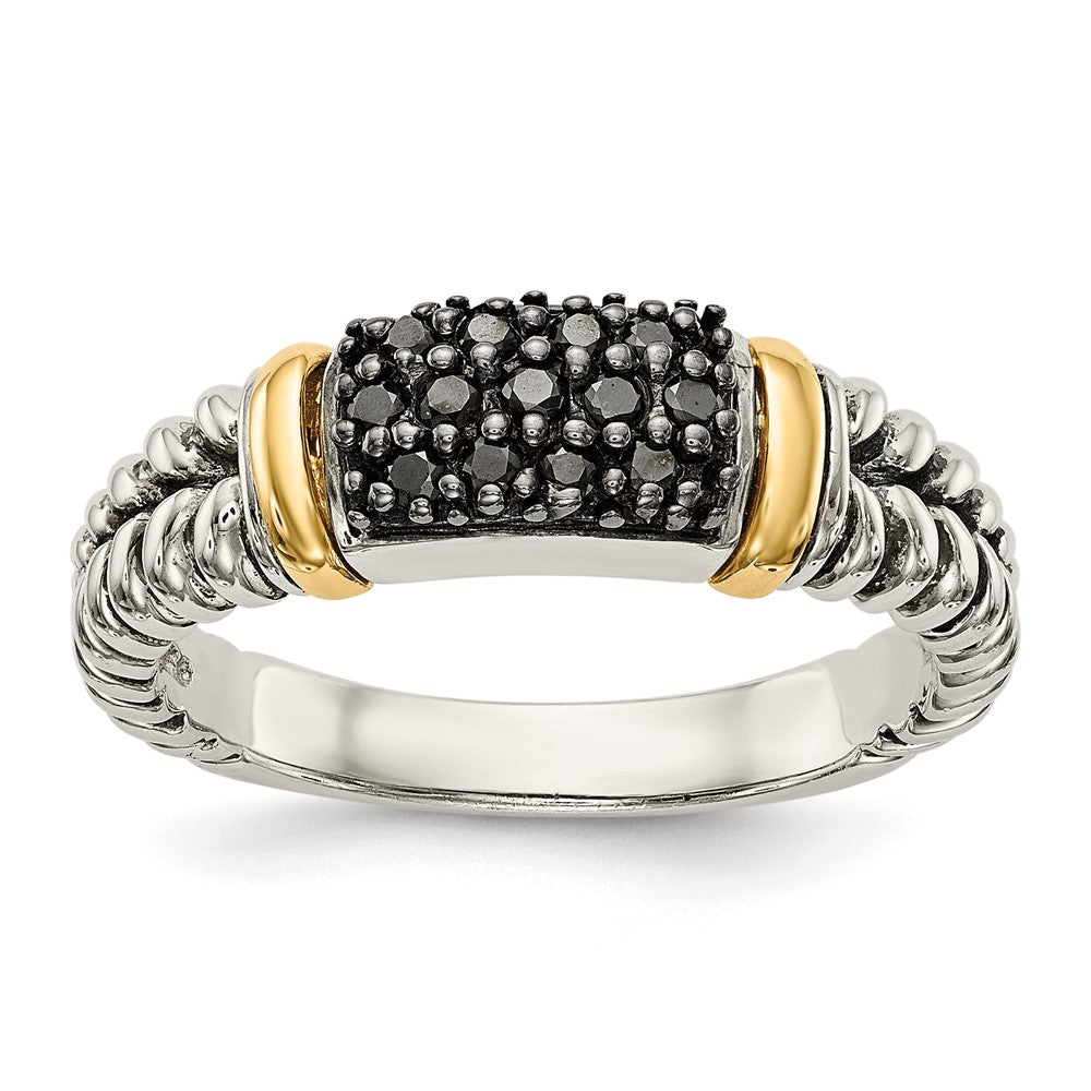 Shey Couture Sterling Silver with 14K Accent Antiqued Black Diamond Ring