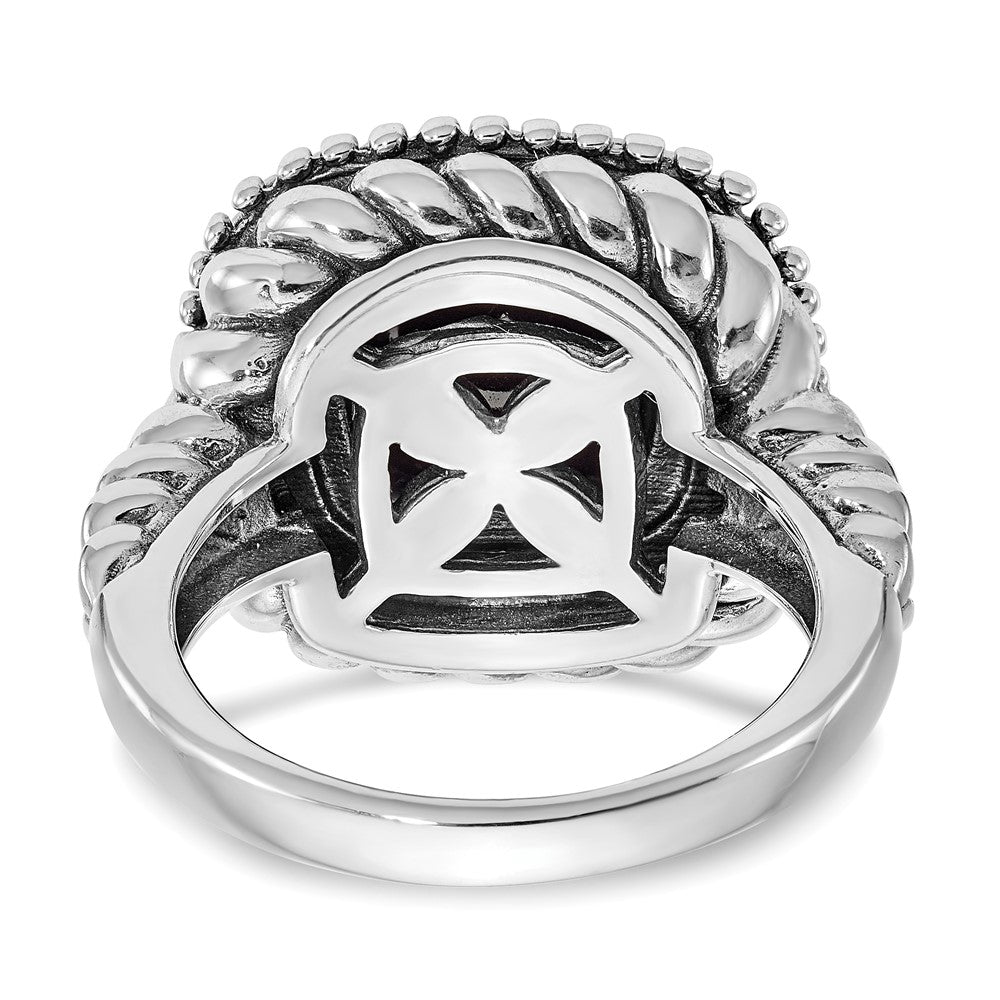 Shey Couture Sterling Silver with 14K Accent Antiqued Cabochon Black Onyx Ring