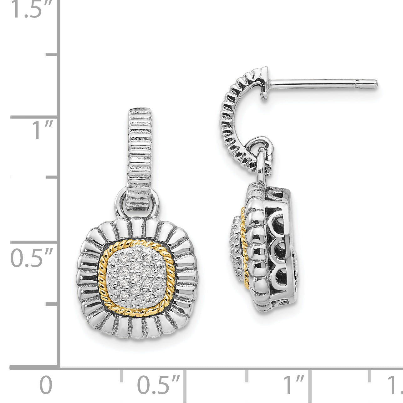Shey Couture Sterling Silver with 14K Accent Diamond Dangle Post Earrings