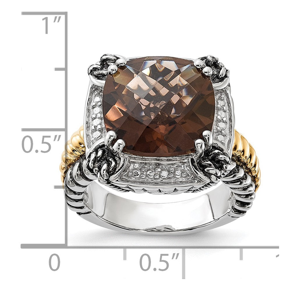 Sterling Silver w/14k Polished & Antiqued Smoky Quartz Ring