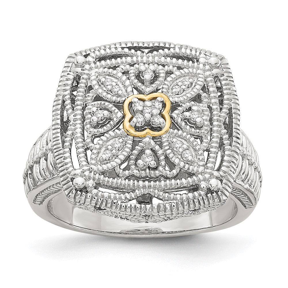 Shey Couture Sterling Silver Rhodium-plated with 14K Accent Diamond Ring