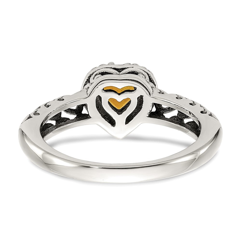 Shey Couture Sterling Silver with 14K Accent Antiqued Heart Citrine Ring