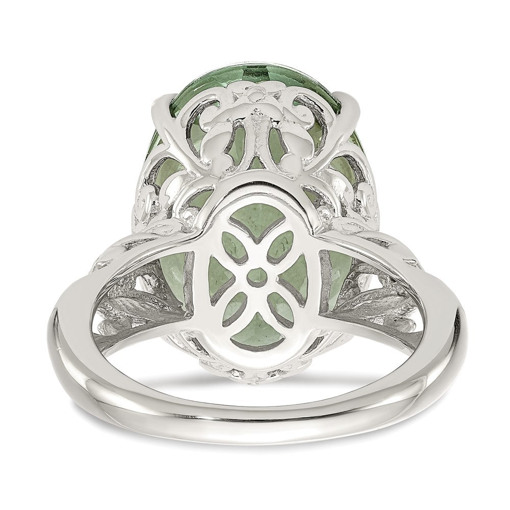 Shey Couture Sterling Silver Rhodium-plated with 14K Accent Oval Green Quartz Ring