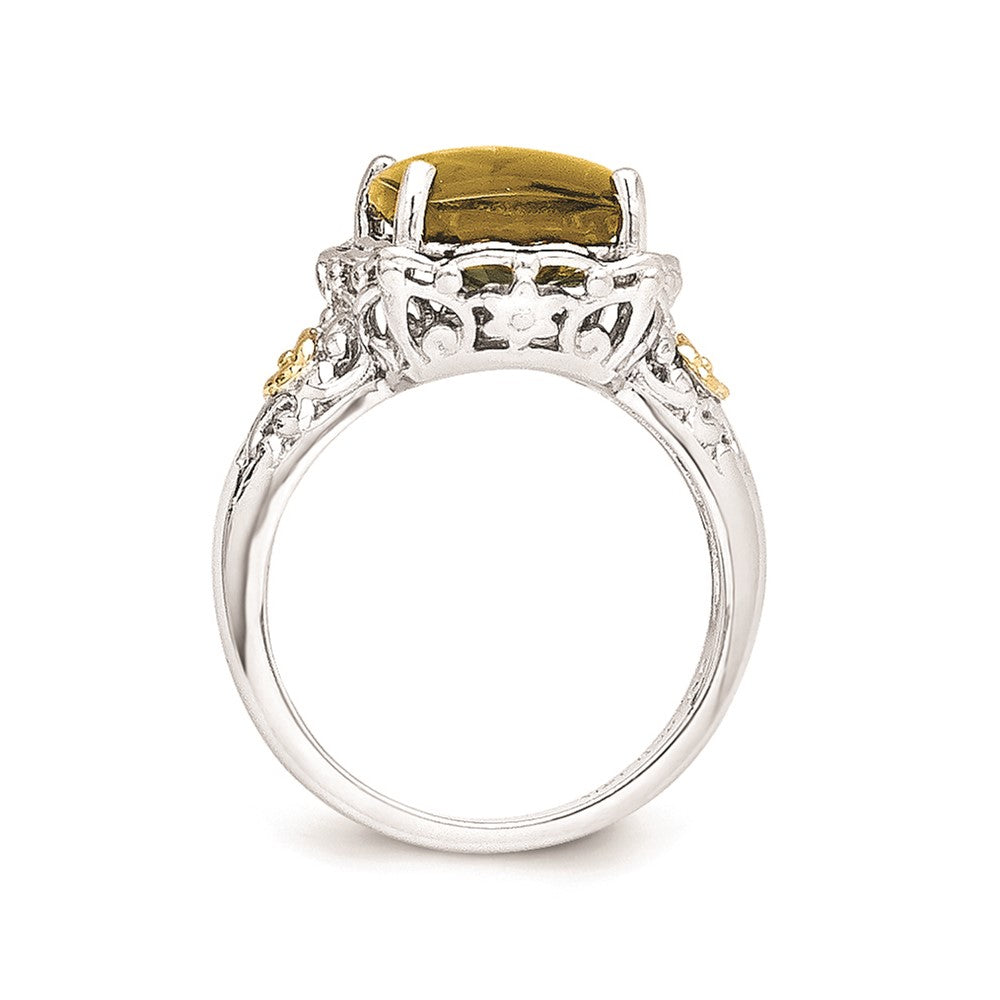 Sterling Silver w/14k Whiskey Quartz Ring