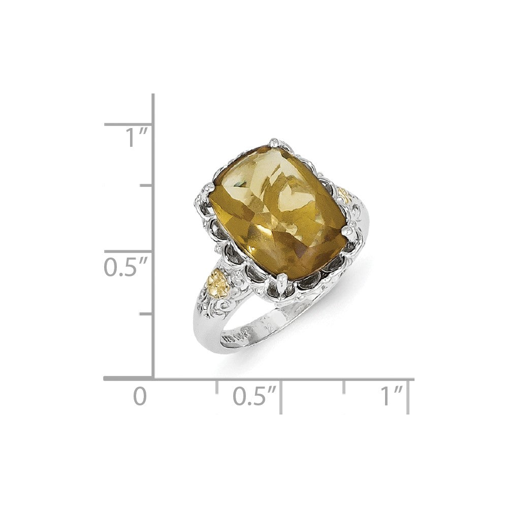 Sterling Silver w/14k Whiskey Quartz Ring