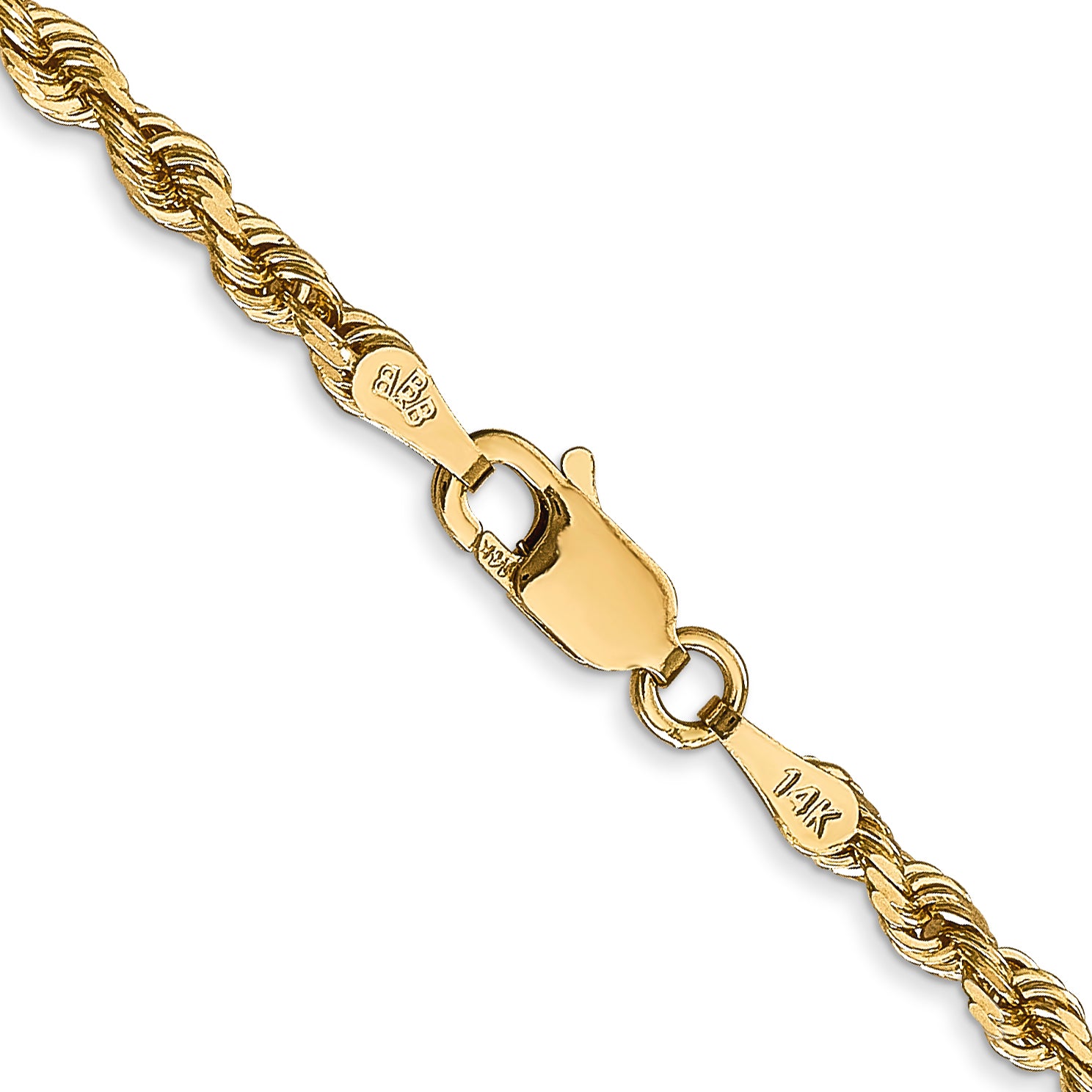 14K 18 Inch 3mm Diamond-cut Quadruple Rope Lobster Clasp Chain