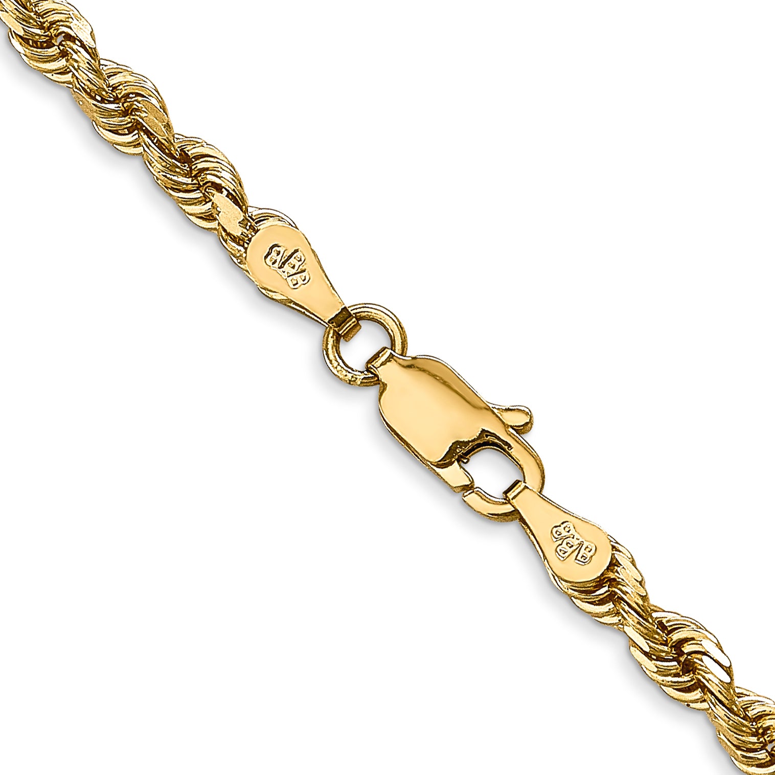 14K 30 Inch 3.35Mm Diamond-Cut Quadruple Rope Lobster Clasp Chain