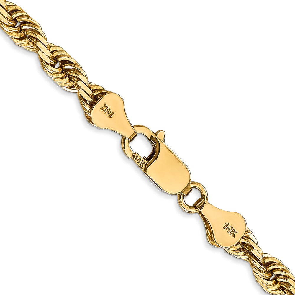 14K 22 Inch 5mm Diamond-cut Quadruple Rope Lobster Clasp Chain