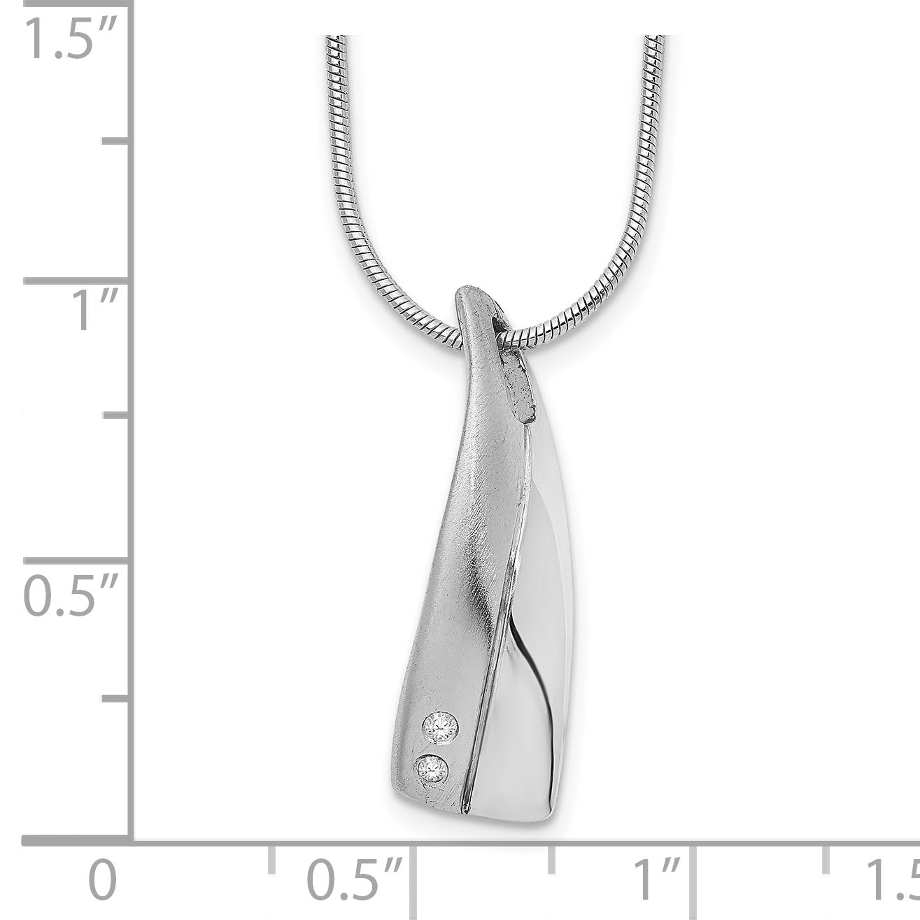 White Ice Sterling Silver Rhodium-plated Satin and Polished 18 Inch Diamond Necklace with 2 Inch Extender