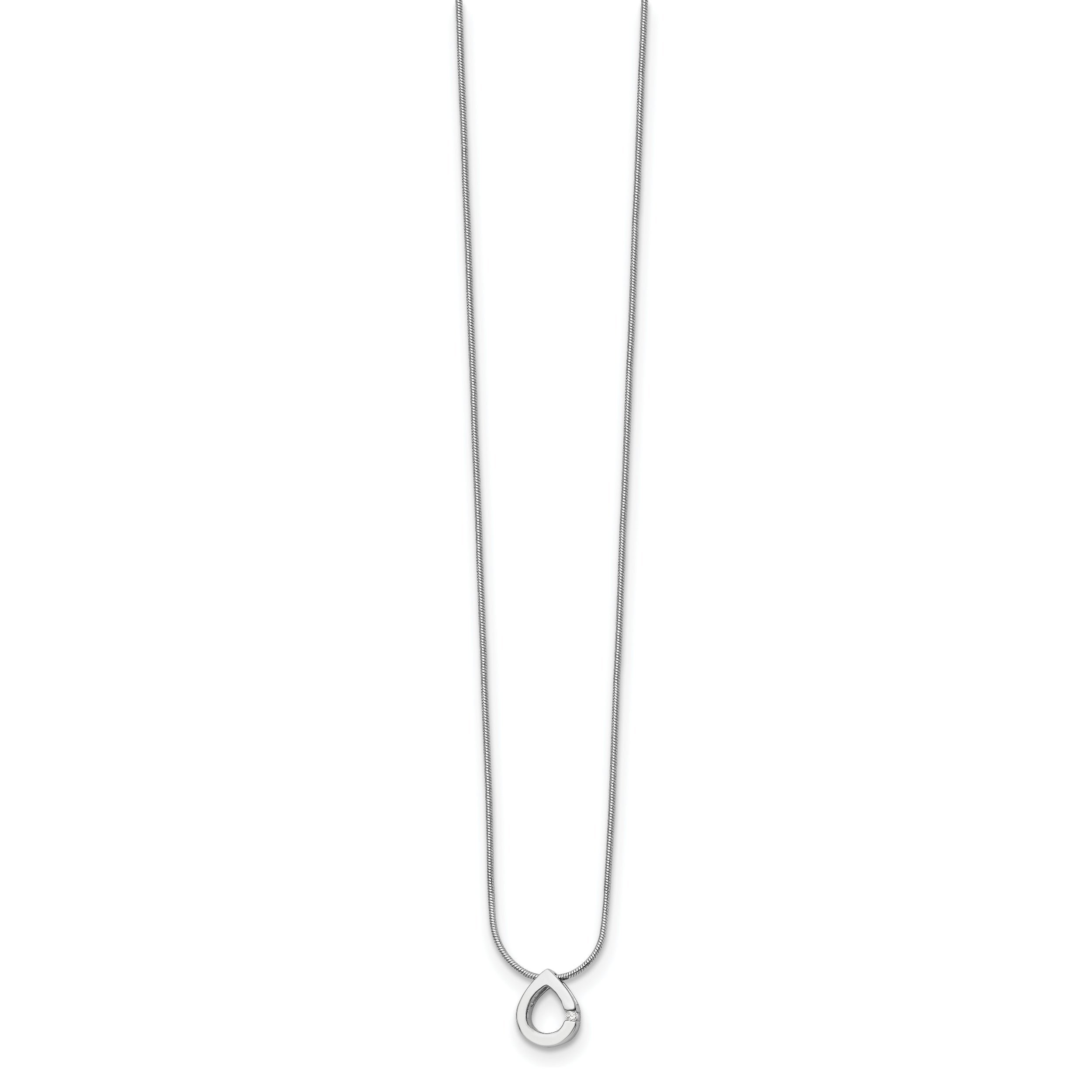 White Ice Sterling Silver Rhodium-plated 18 Inch Diamond Teardrop Necklace with 2 Inch Extender