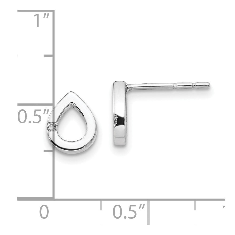 White Ice Sterling Silver Rhodium-plated Diamond Teardrop Post Earrings