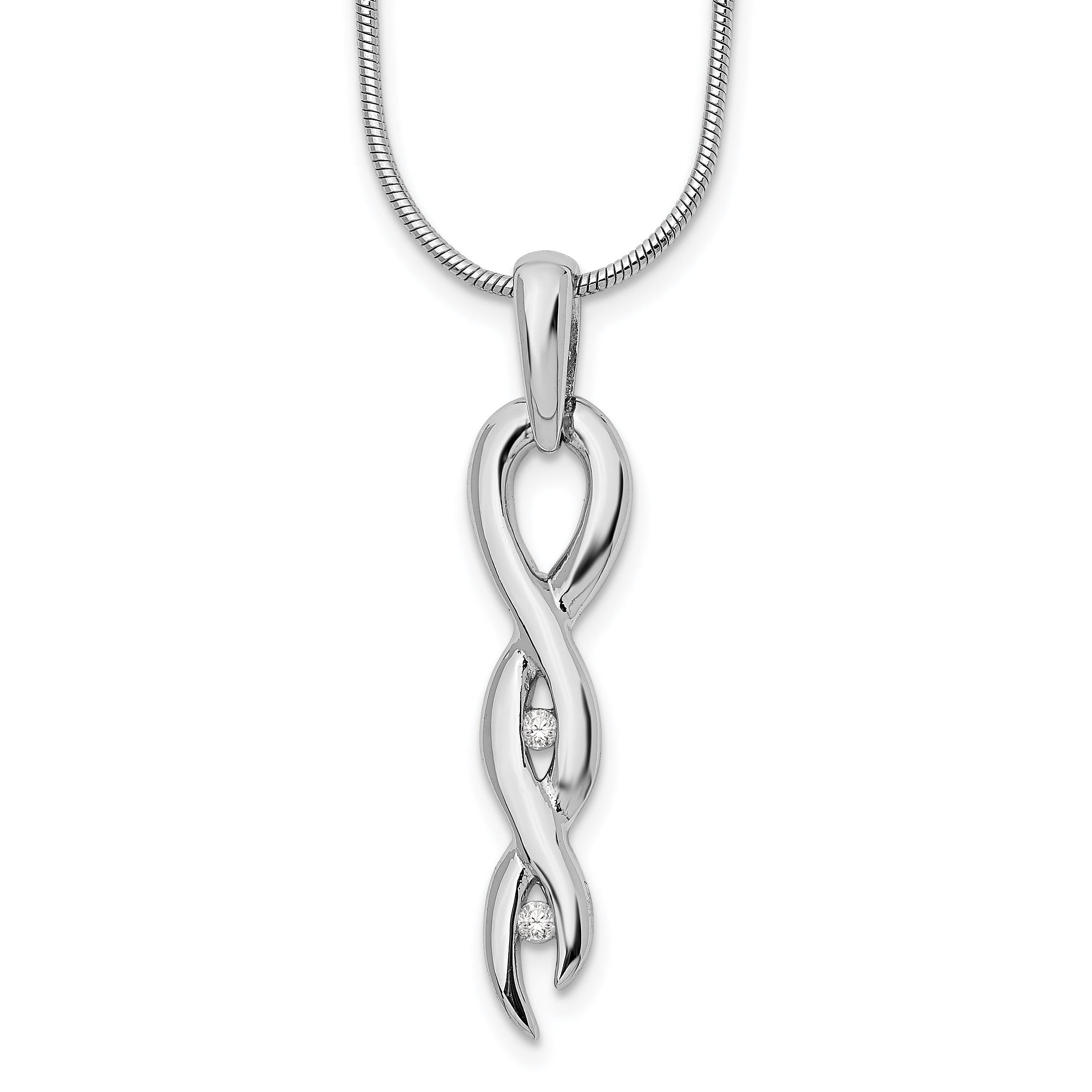 White Ice Sterling Silver Rhodium-plated Diamond 18 Inch Twist Necklace with 2 Inch Extender