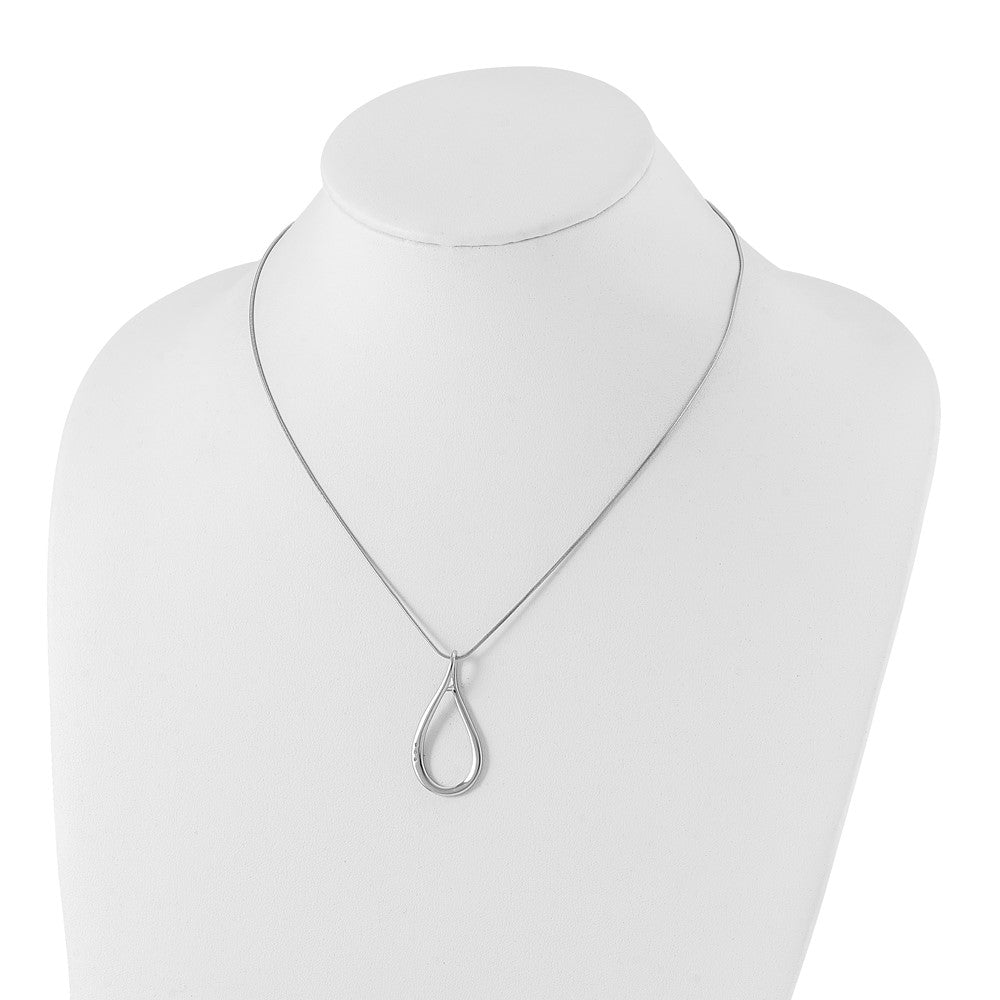 White Ice Sterling Silver Rhodium-plated 18 Inch Diamond Open Teardrop Necklace with 2 Inch Extender
