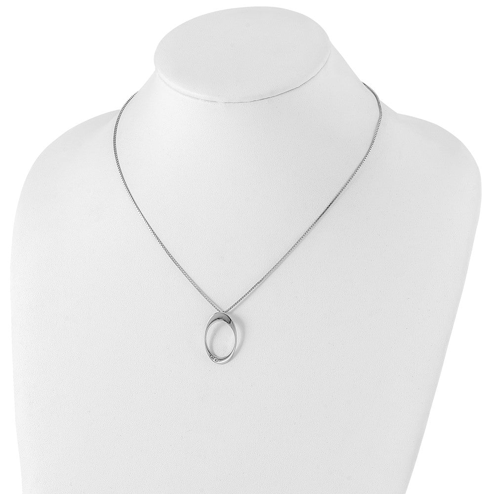 White Ice Sterling Silver Rhodium-plated 18 Inch Diamond Open Oval Necklace with 2 Inch Extender
