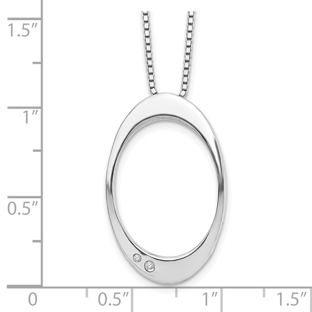 White Ice Sterling Silver Rhodium-plated 18 Inch Diamond Open Oval Necklace with 2 Inch Extender