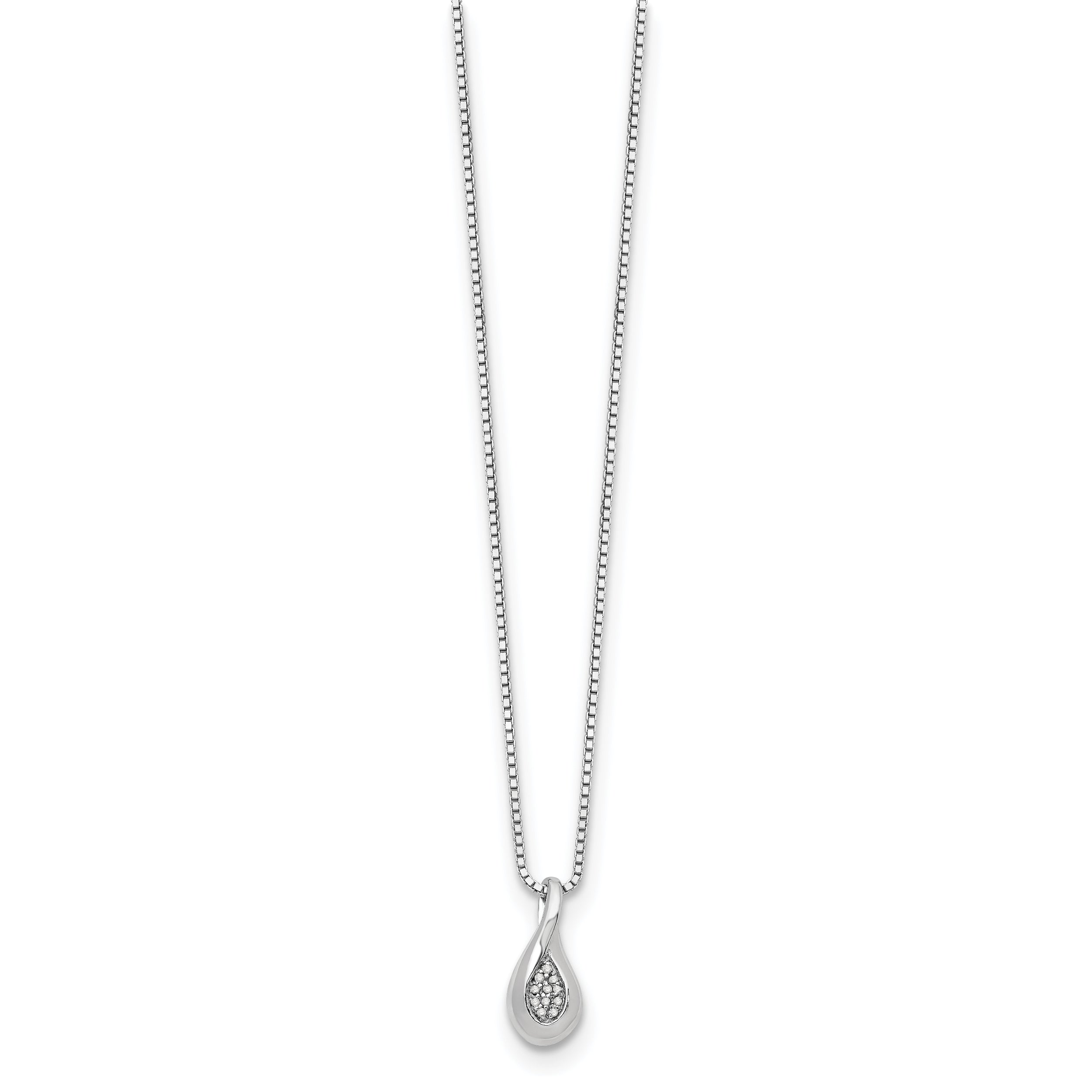 White Ice Sterling Silver Rhodium-plated 18 Inch Diamond Teardrop Necklace with 2 Inch Extender