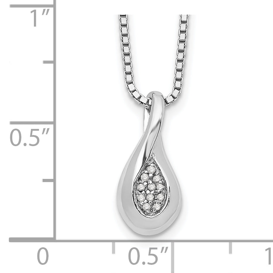 White Ice Sterling Silver Rhodium-plated 18 Inch Diamond Teardrop Necklace with 2 Inch Extender