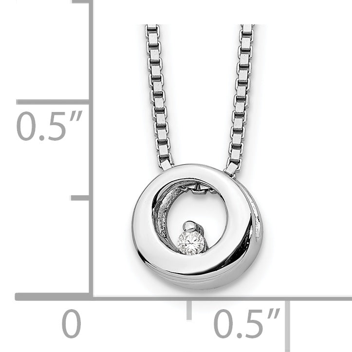 White Ice Sterling Silver Rhodium-plated 18 Inch Diamond Open Circle Necklace with 2 Inch Extender