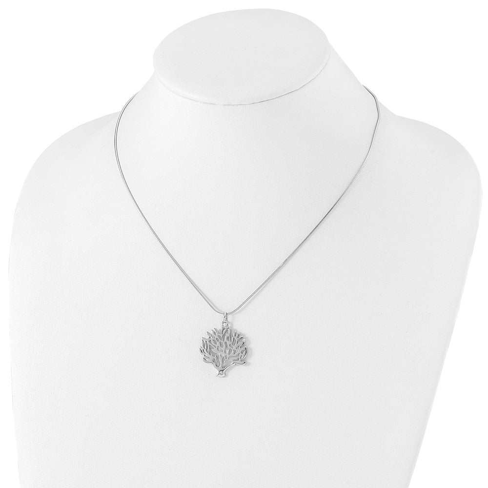 White Ice Sterling Silver Rhodium-plated 18 Inch Diamond Tree Pendant Necklace with 2 Inch Extender