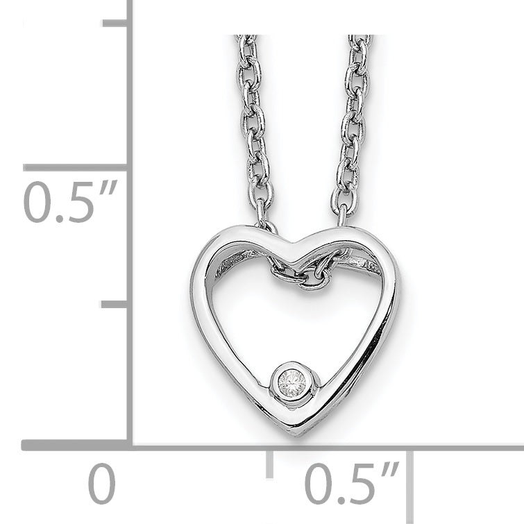 White Ice Sterling Silver Rhodium-plated 18 Inch Diamond Open Heart Necklace with 2 Inch Extender