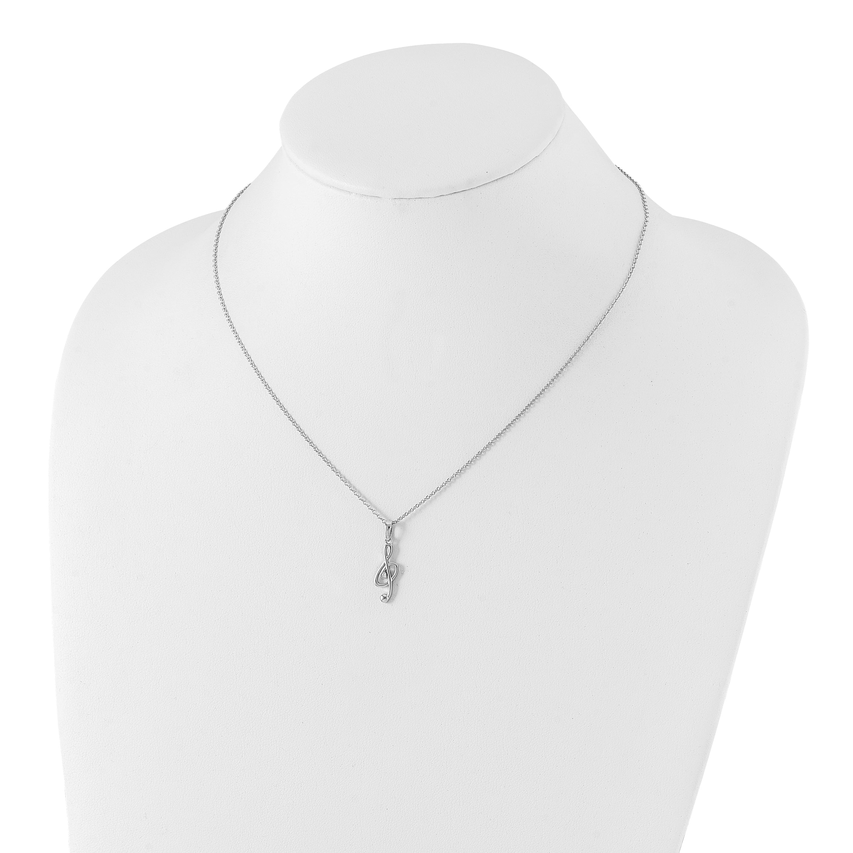 White Ice Sterling Silver Rhodium-plated 18 Inch Diamond Musical Necklace with 2 Inch Extender