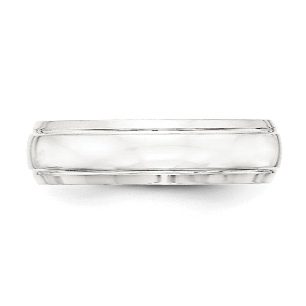 Sterling Silver 6mm Polished Domed with Grooved Beveled Edge Fancy Band Size 11.5