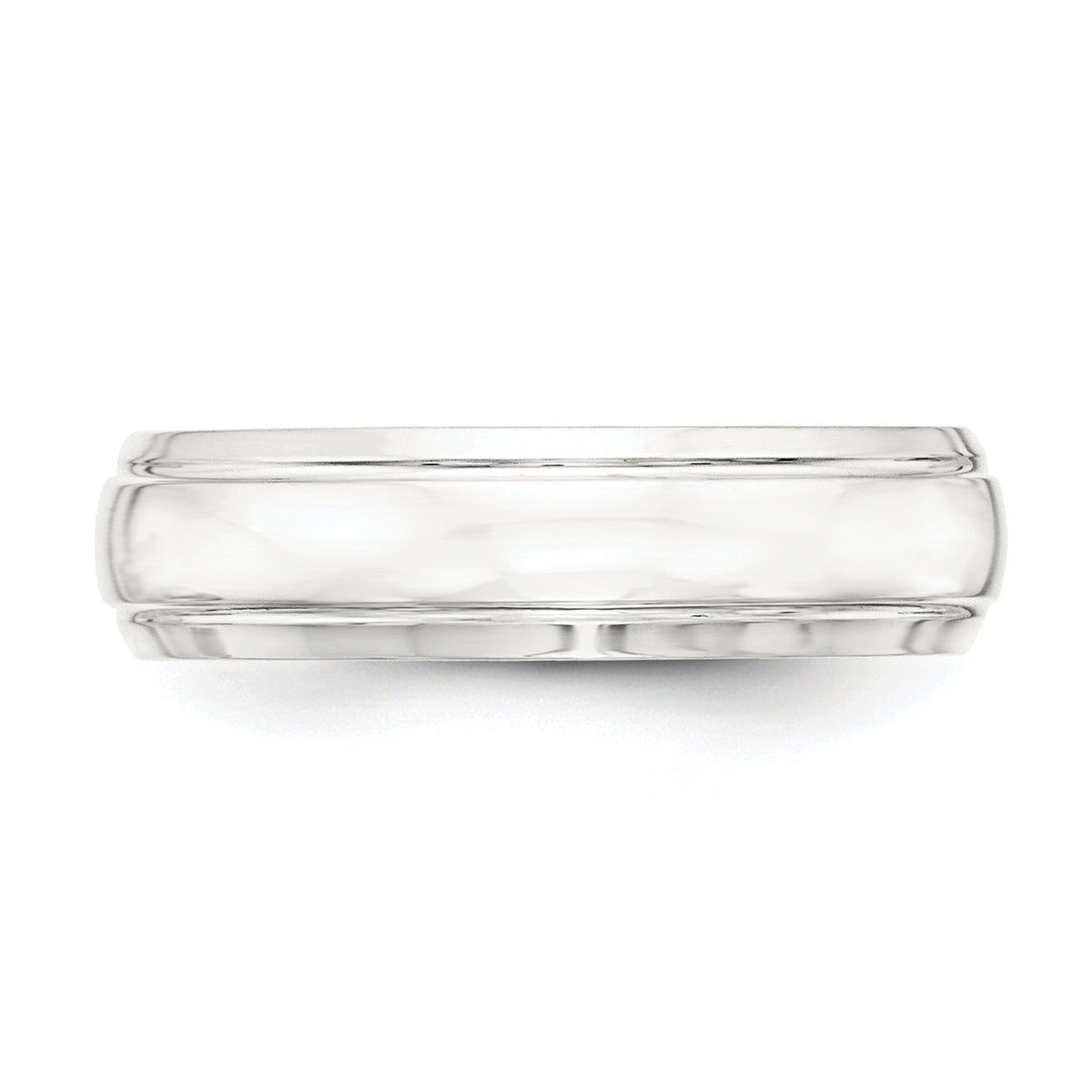 Sterling Silver 6mm Polished Domed with Grooved Beveled Edge Fancy Band Size 7