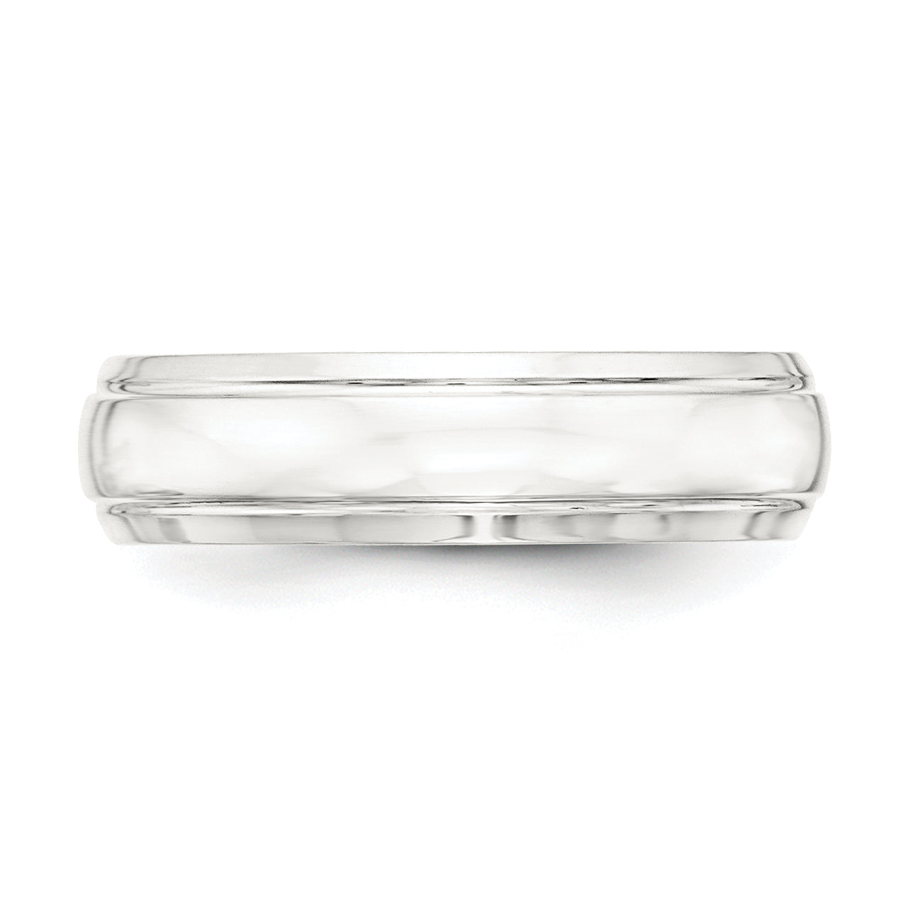 Sterling Silver 6mm Polished Domed with Grooved Beveled Edge Fancy Band Size 12