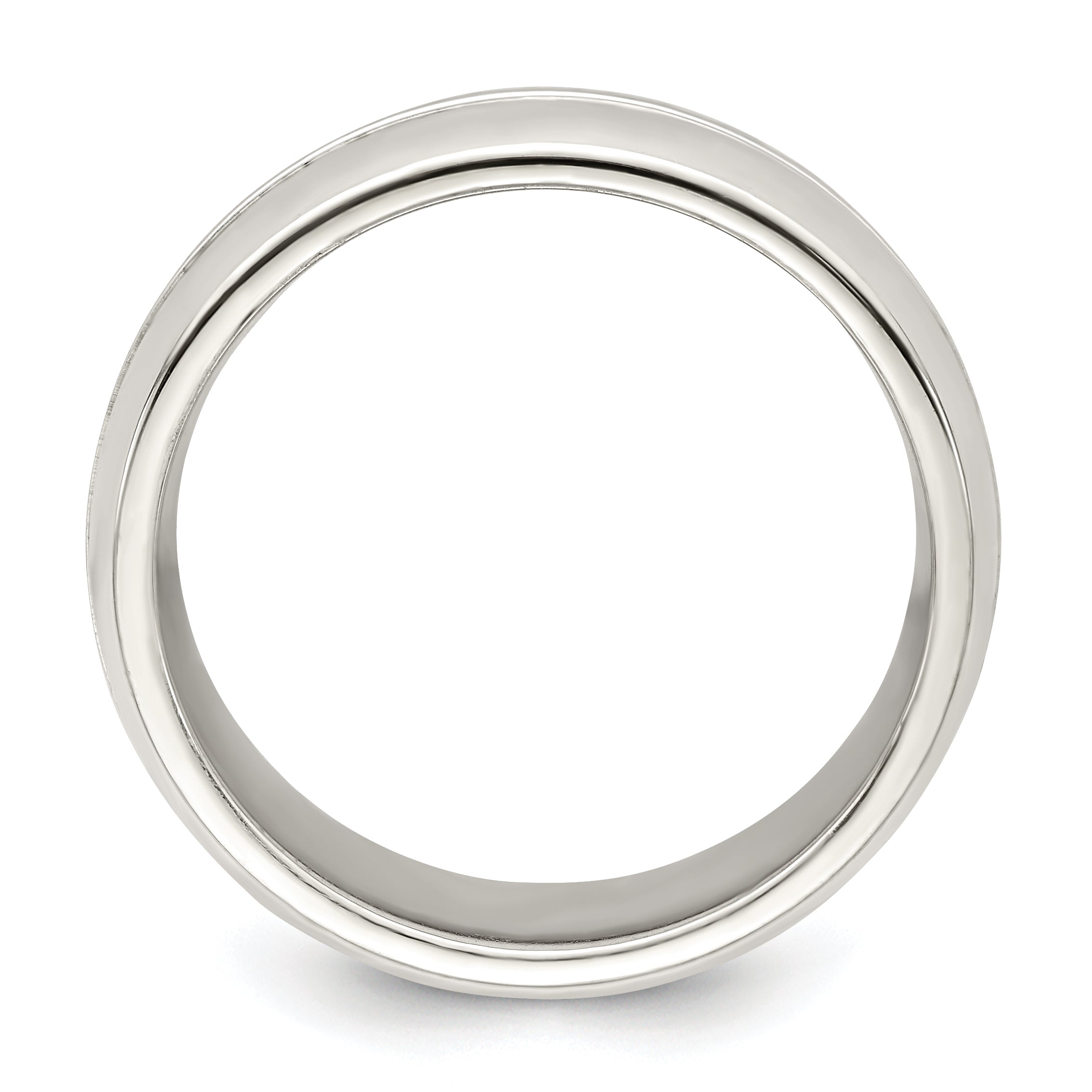 Sterling Silver 7mm Polished Domed Grooved Fancy Band Size 11